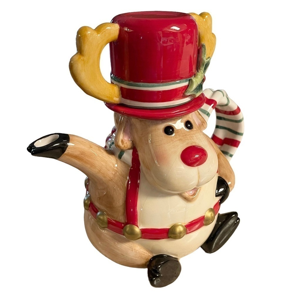 FITZ & Floyd Vintage Essentials Snack Therapy Deer Cocoa Pot and Cup